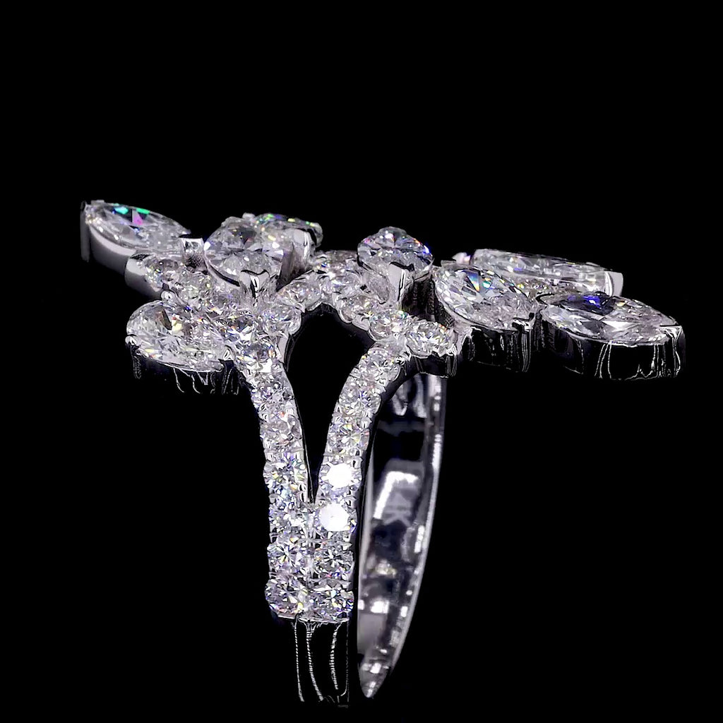 Marquise and Pear Diamond Cluster Statement Ring
