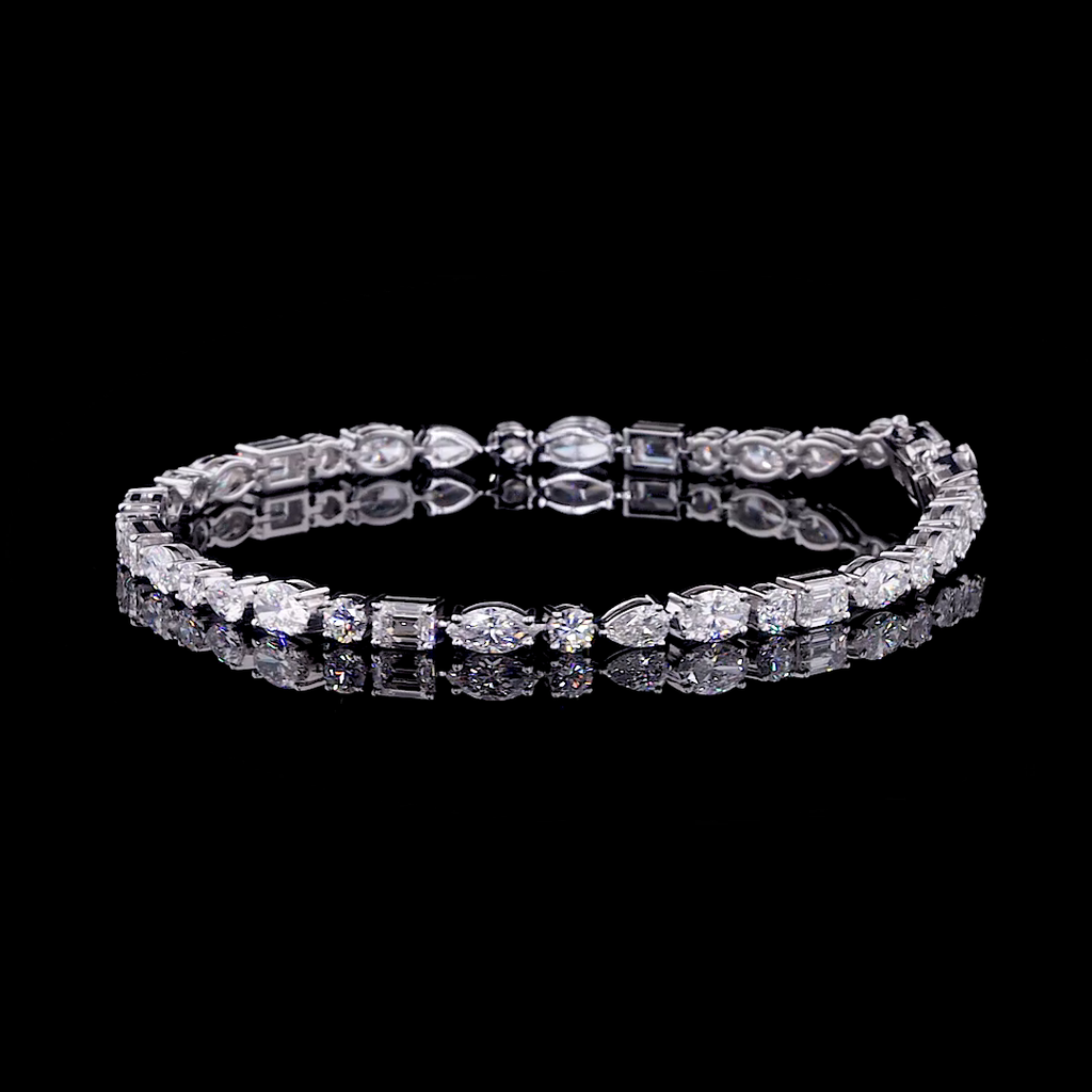 Multi-Shape Diamond Tennis Bracelet | 14.21 CT Lab Grown | 10KT–18KT Gold & Silver