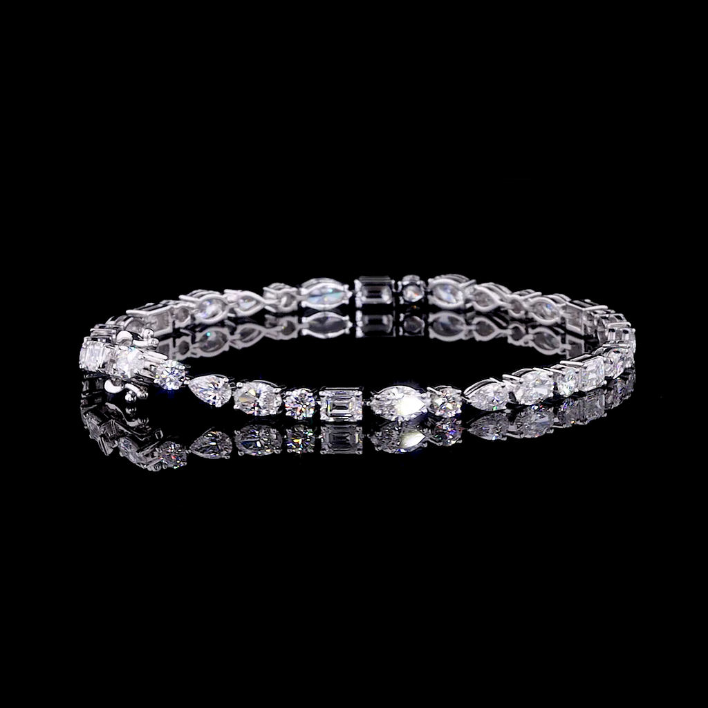 Multi-Shape Diamond Tennis Bracelet | 14.21 CT Lab Grown | 10KT–18KT Gold & Silver