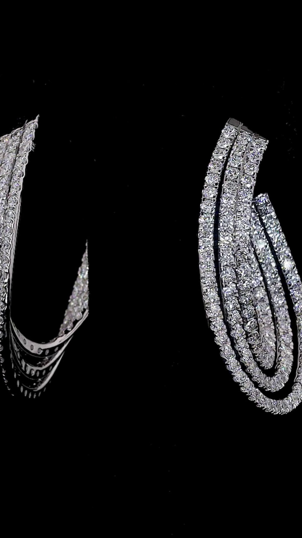 Triple Row Diamond Hoop Earrings