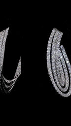 Triple Row Diamond Hoop Earrings