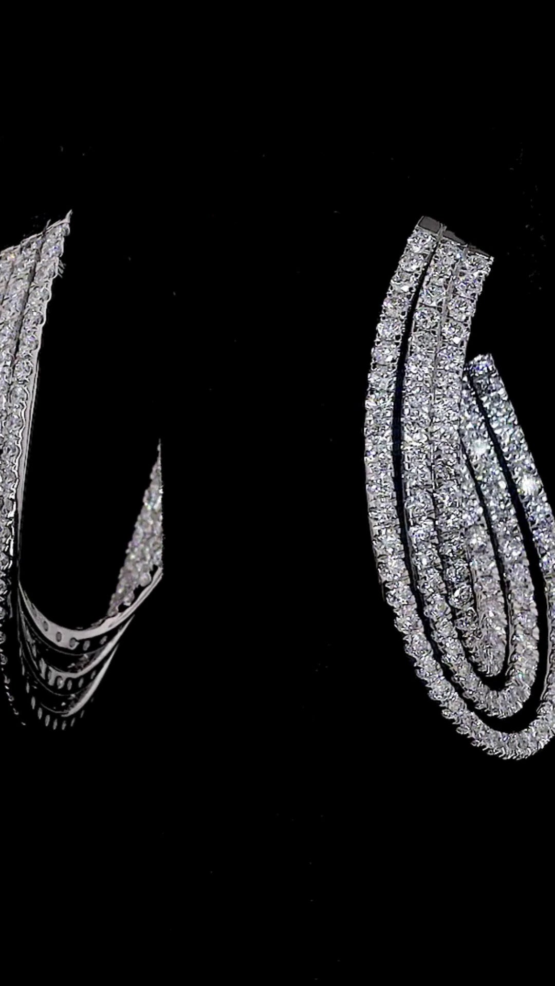 Triple Row Diamond Hoop Earrings