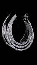 Triple Row Diamond Hoop Earrings