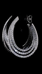 Triple Row Diamond Hoop Earrings