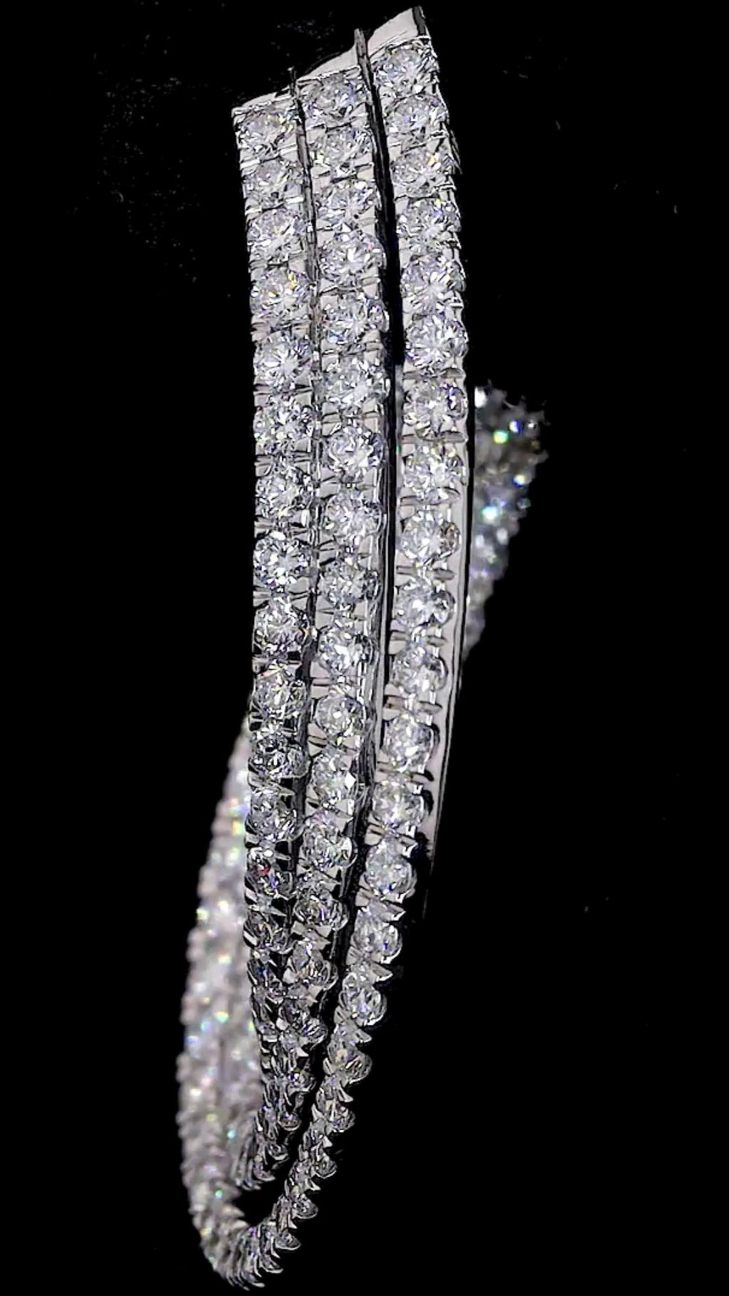 Triple Row Diamond Hoop Earrings