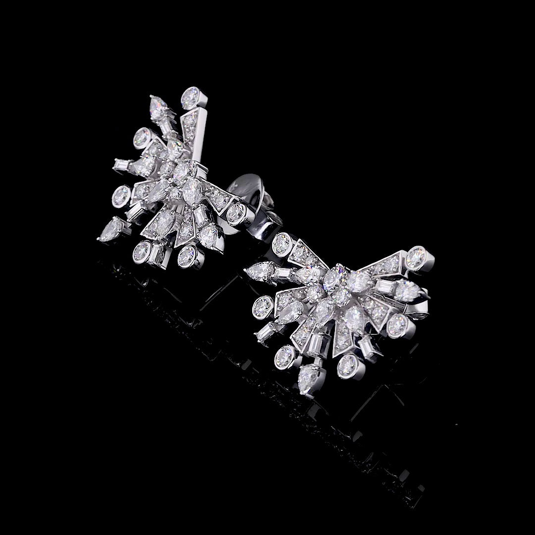 Diamond Starburst Stud Earrings