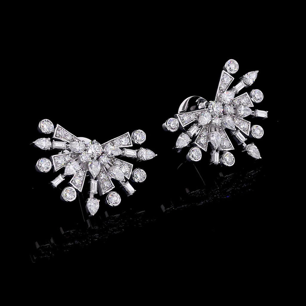 Diamond Starburst Stud Earrings