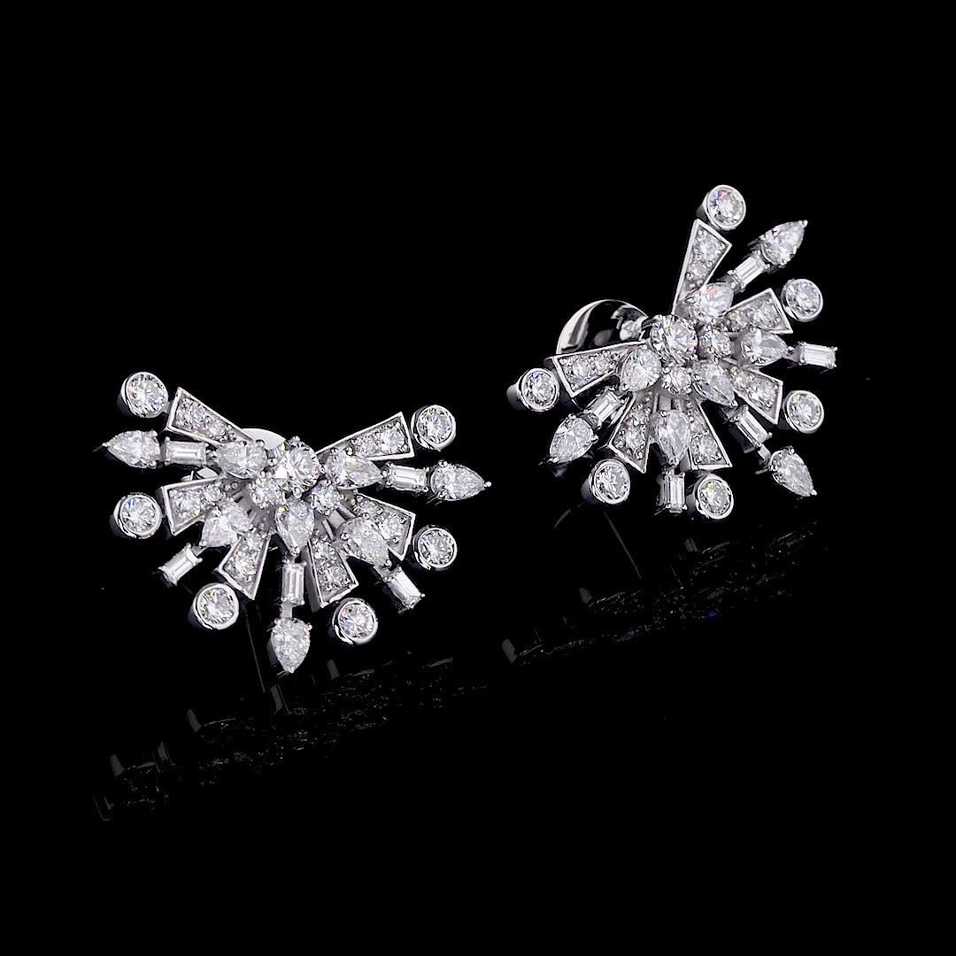 Diamond Starburst Stud Earrings
