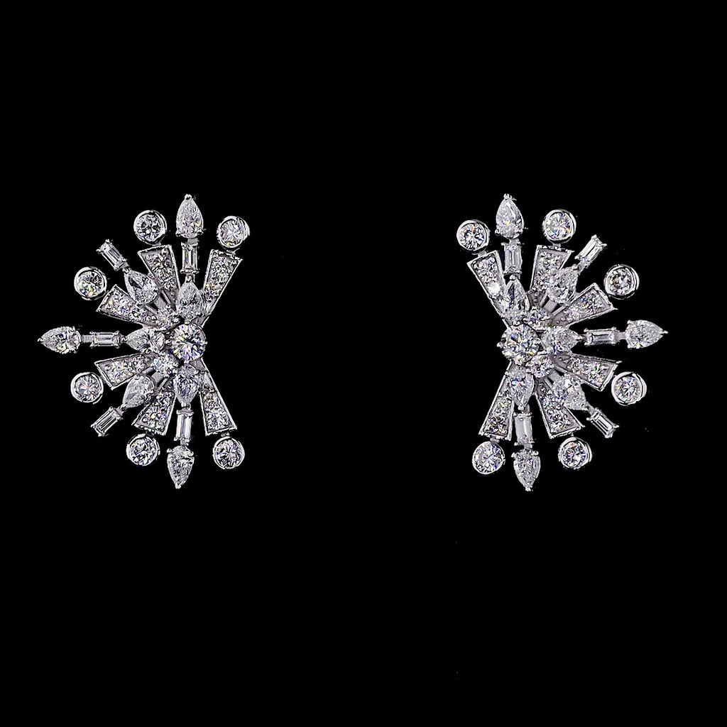 Diamond Starburst Stud Earrings