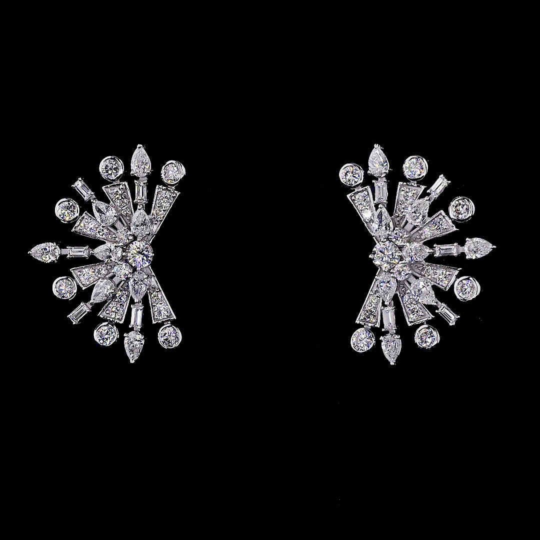 Diamond Starburst Stud Earrings