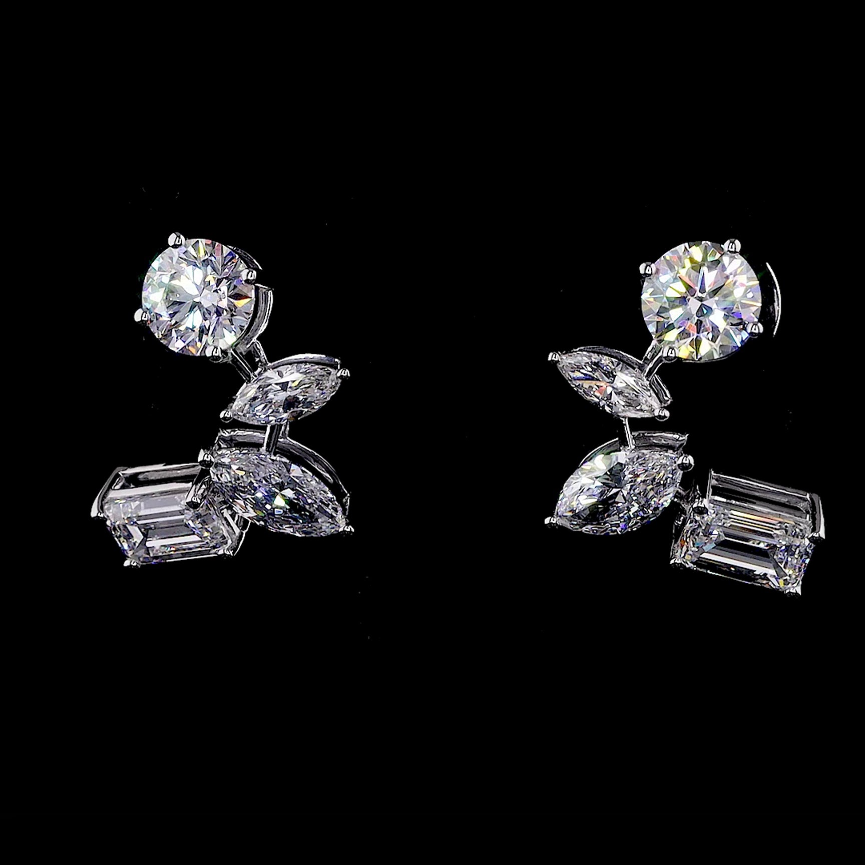 Multi-Shape Diamond Drop Earrings | 10.10 CT Lab Grown | Marquise, Emerald & Round