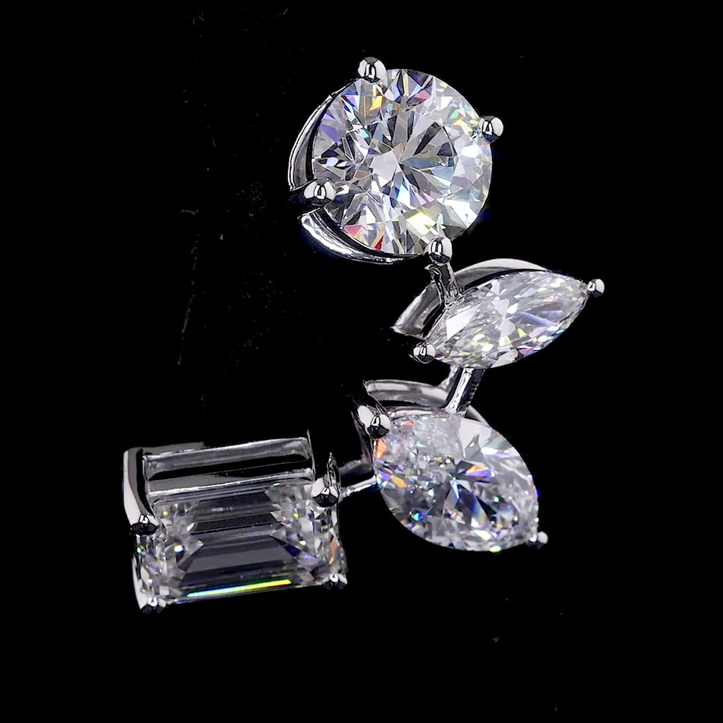 Multi-Shape Diamond Drop Earrings | 10.10 CT Lab Grown | Marquise, Emerald & Round