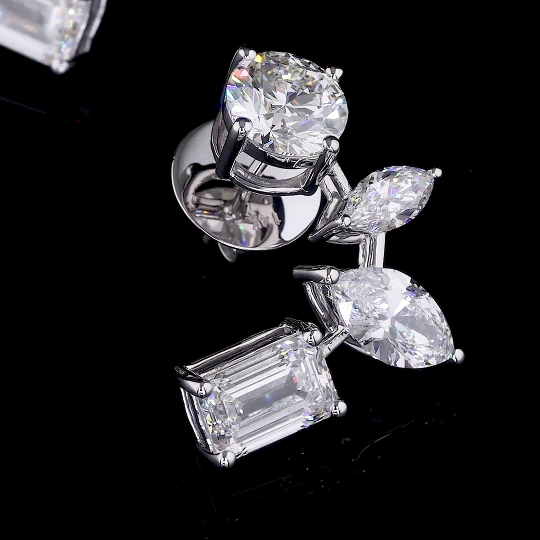 Multi-Shape Diamond Drop Earrings | 10.10 CT Lab Grown | Marquise, Emerald & Round