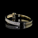 Three-Row Diamond Half-Eternity Bangle Bracelet