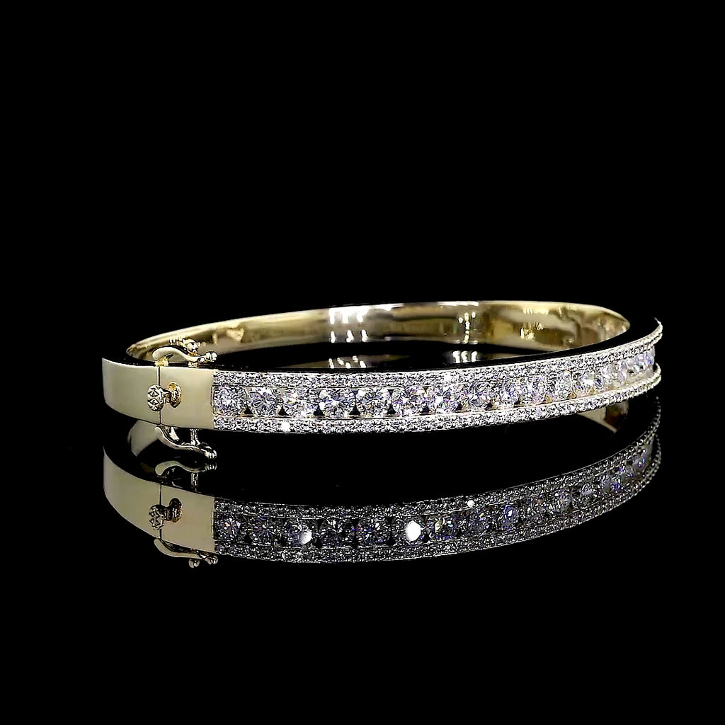 Three-Row Diamond Half-Eternity Bangle Bracelet