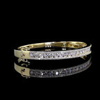 Three-Row Diamond Half-Eternity Bangle Bracelet