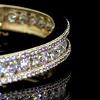 Three-Row Diamond Half-Eternity Bangle Bracelet