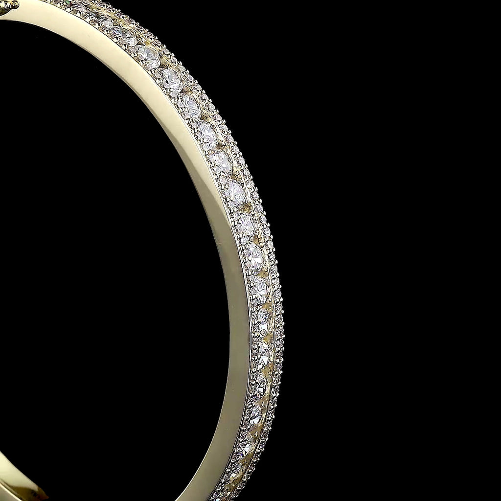 Three-Row Diamond Half-Eternity Bangle Bracelet