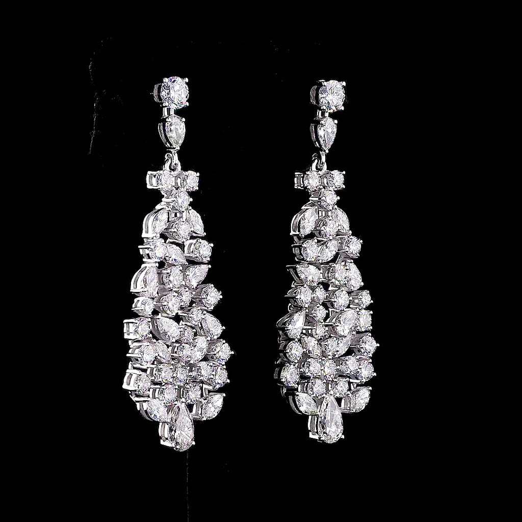 Mixed-Cut Diamond Cascade Statement Earrings