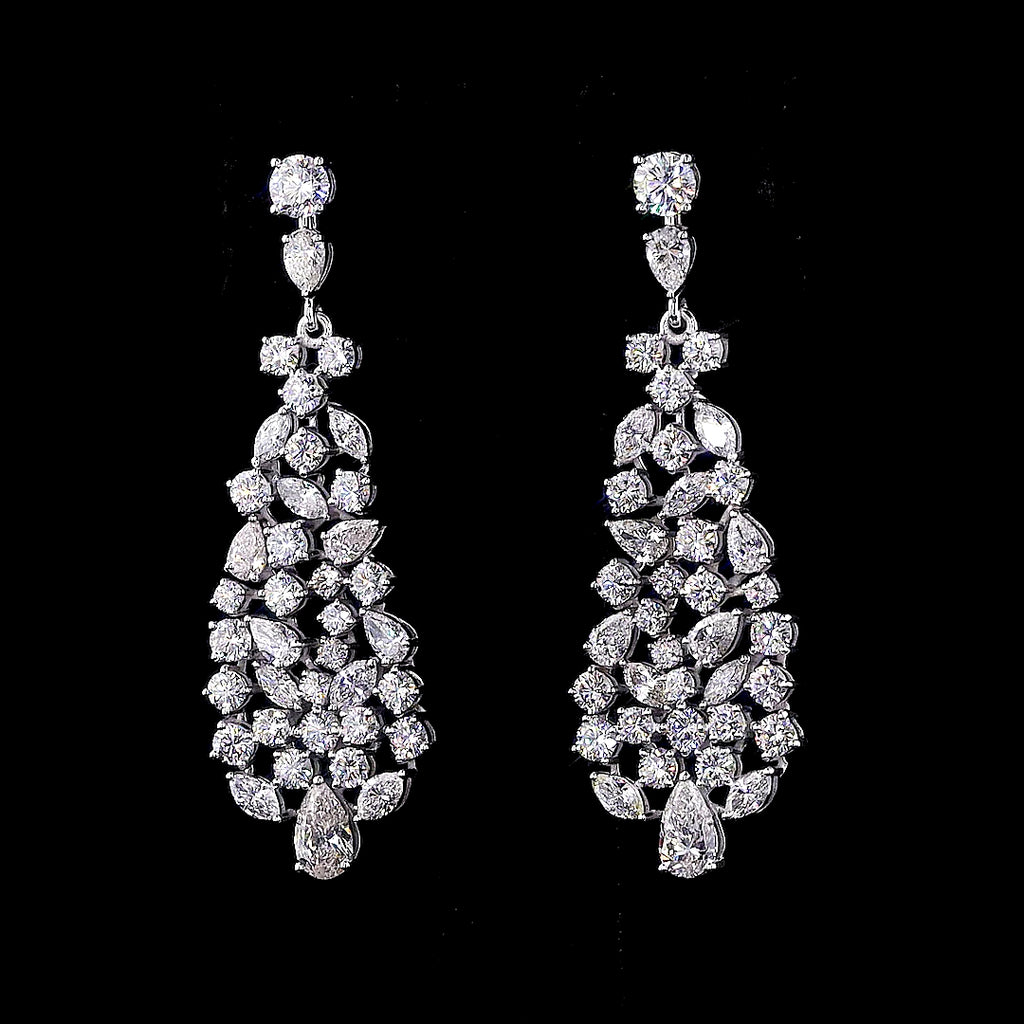 Mixed-Cut Diamond Cascade Statement Earrings
