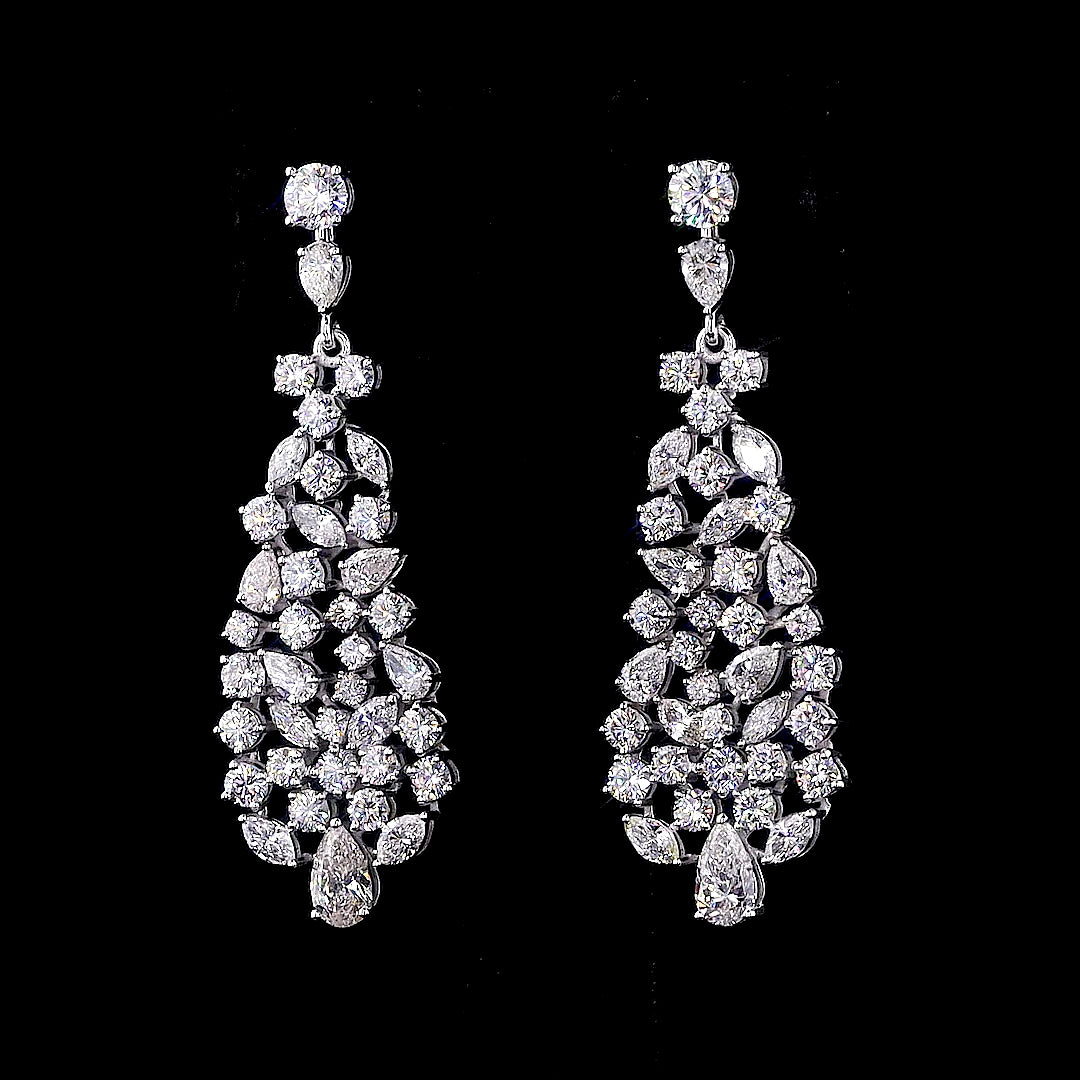 Mixed-Cut Diamond Cascade Statement Earrings