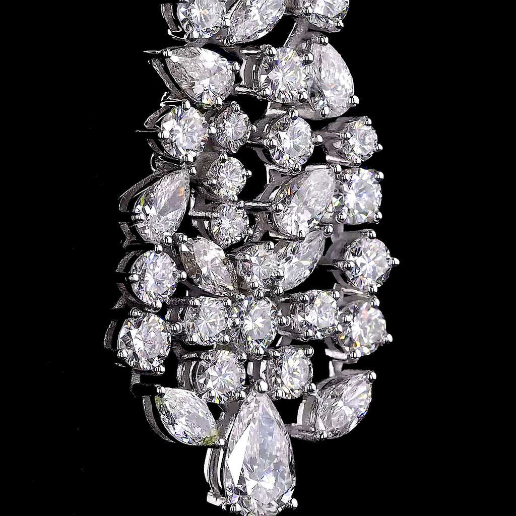 Mixed-Cut Diamond Cascade Statement Earrings