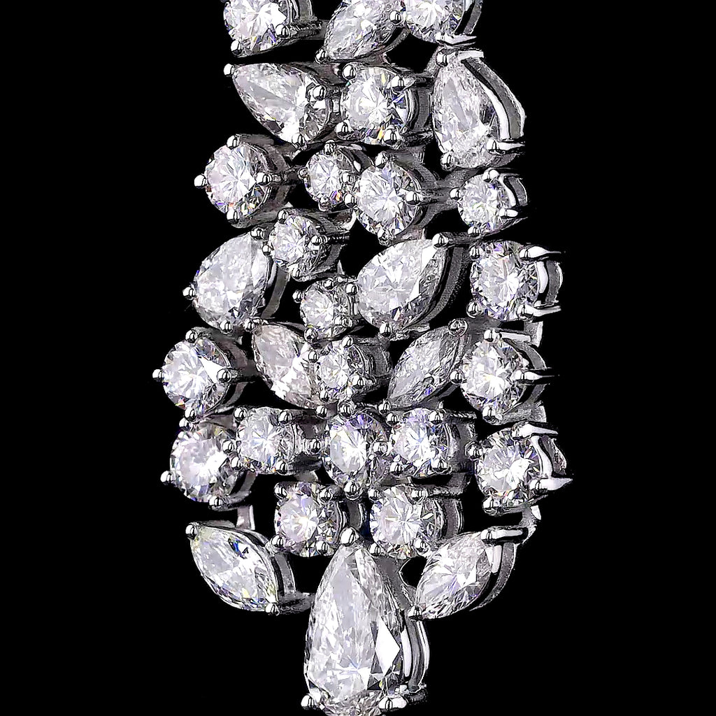 Mixed-Cut Diamond Cascade Statement Earrings