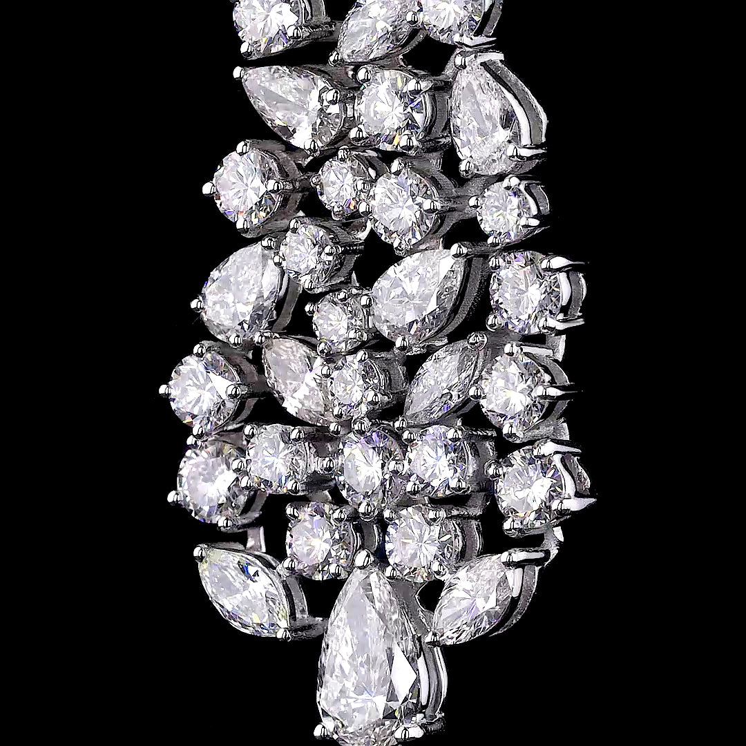 Mixed-Cut Diamond Cascade Statement Earrings