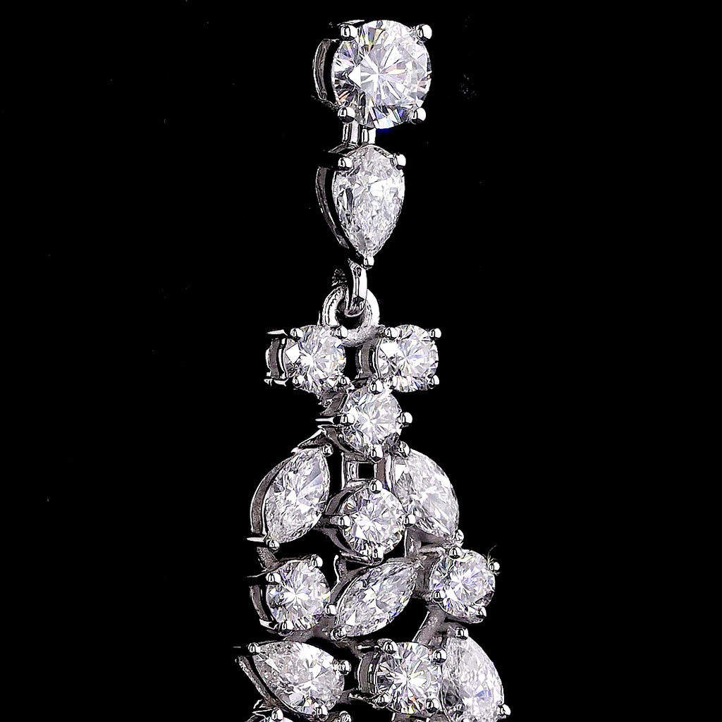 Mixed-Cut Diamond Cascade Statement Earrings