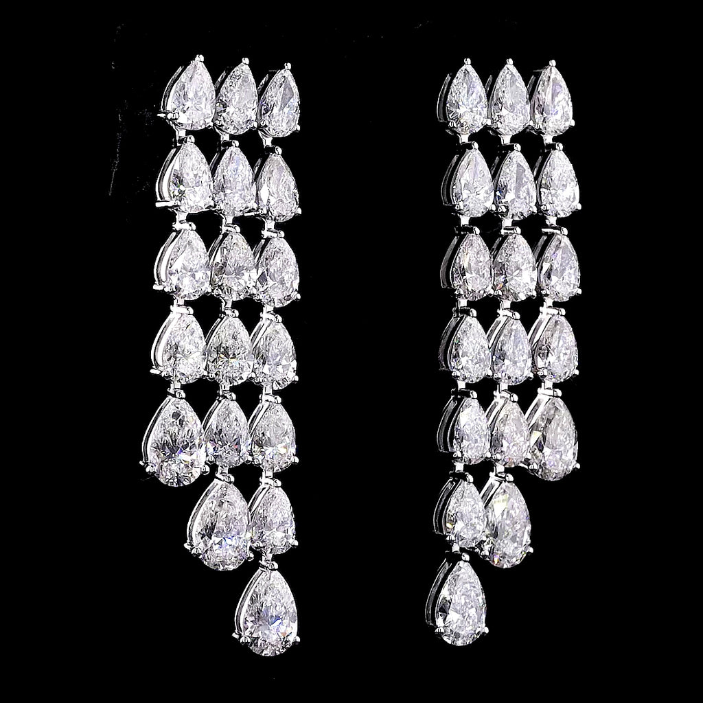 Cascading Pear Diamond Fringe Earrings