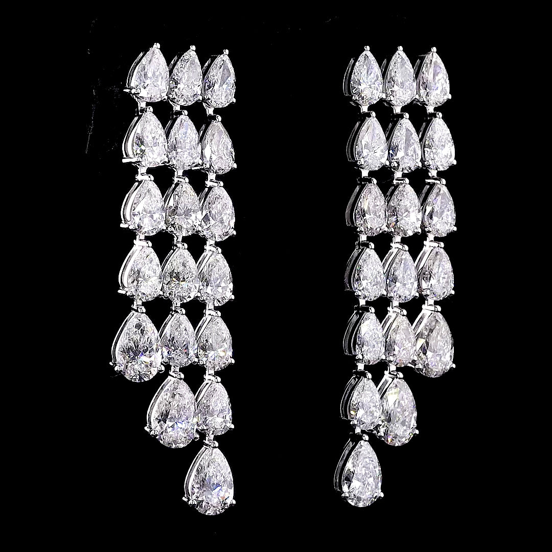 Cascading Pear Diamond Fringe Earrings