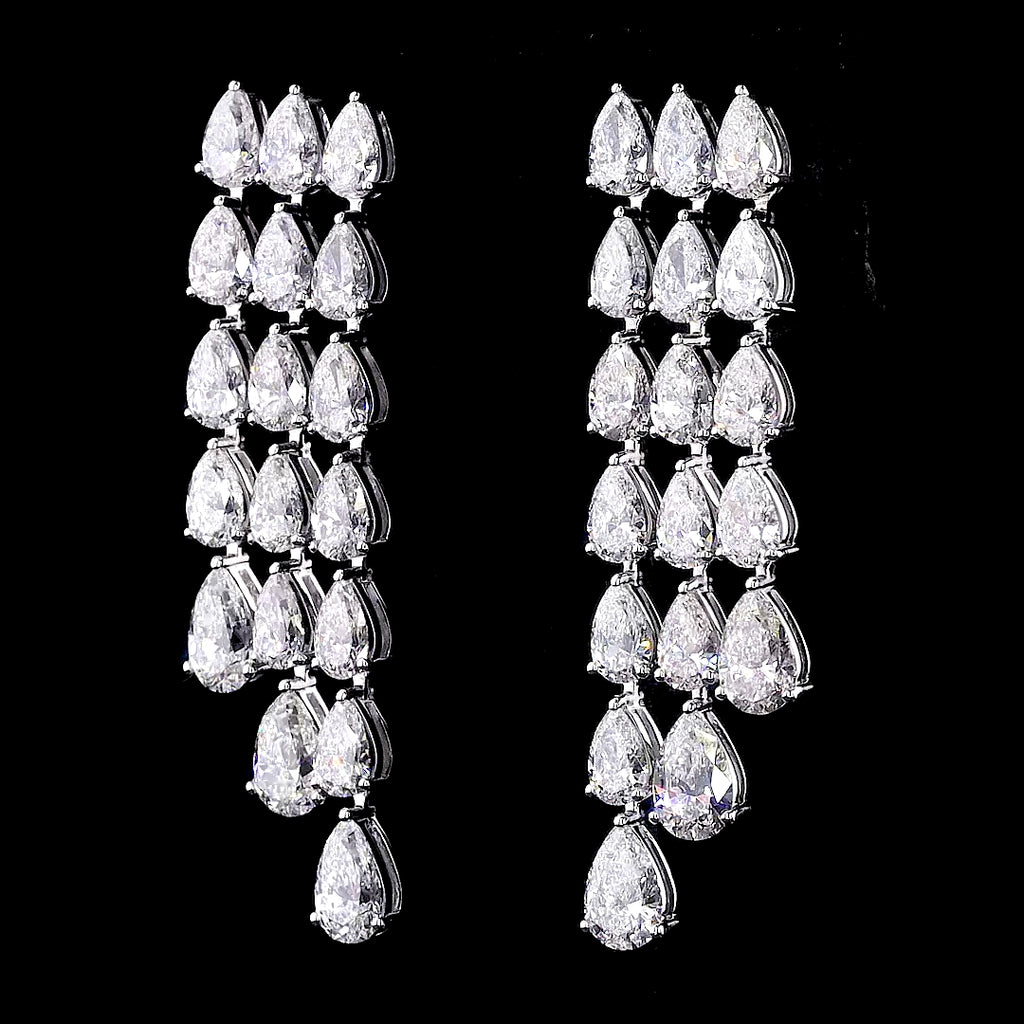 Cascading Pear Diamond Fringe Earrings