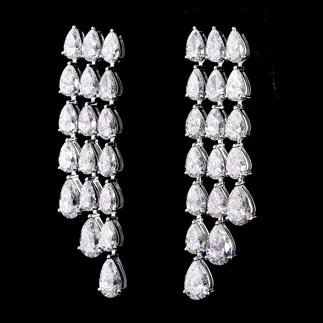 Cascading Pear Diamond Fringe Earrings