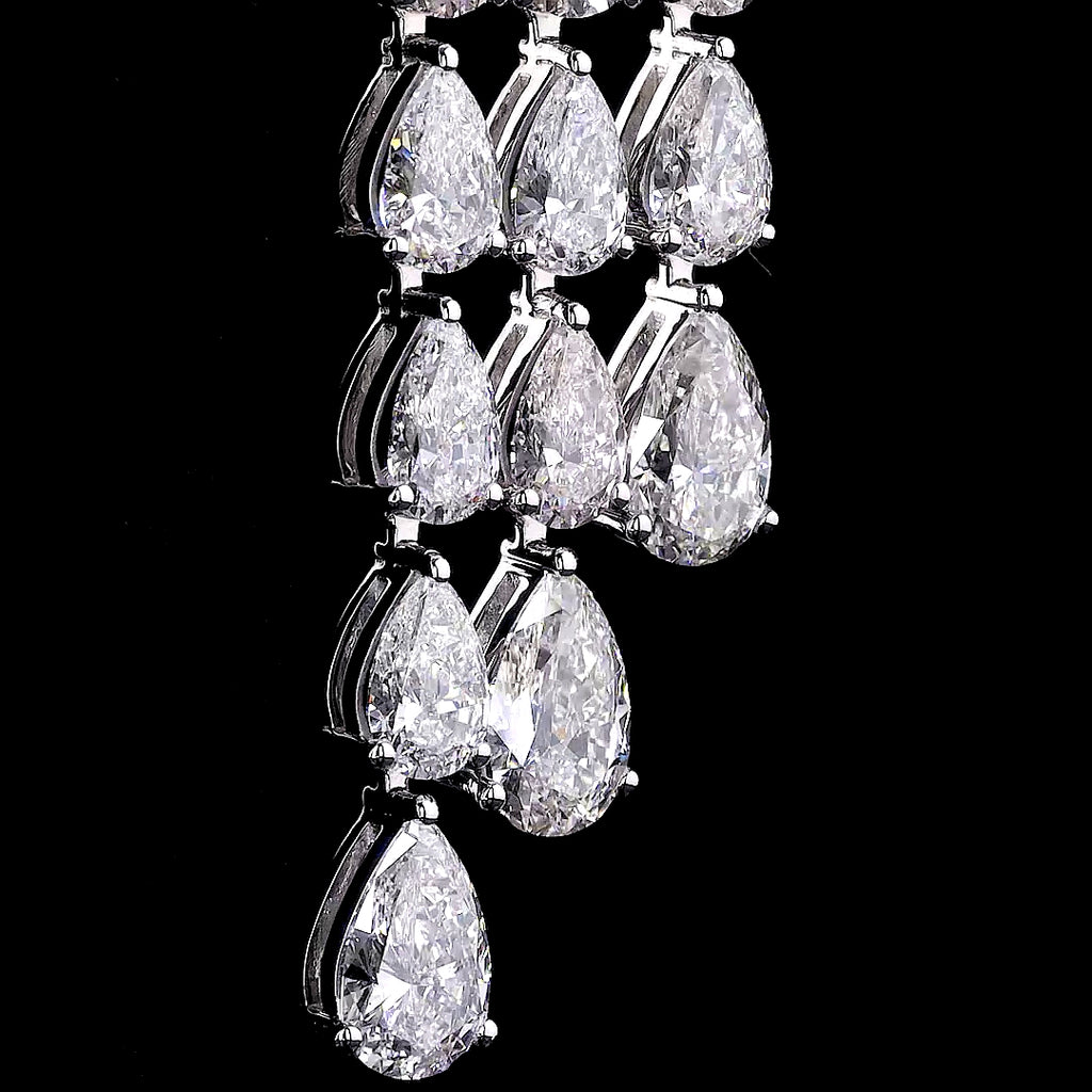 Cascading Pear Diamond Fringe Earrings