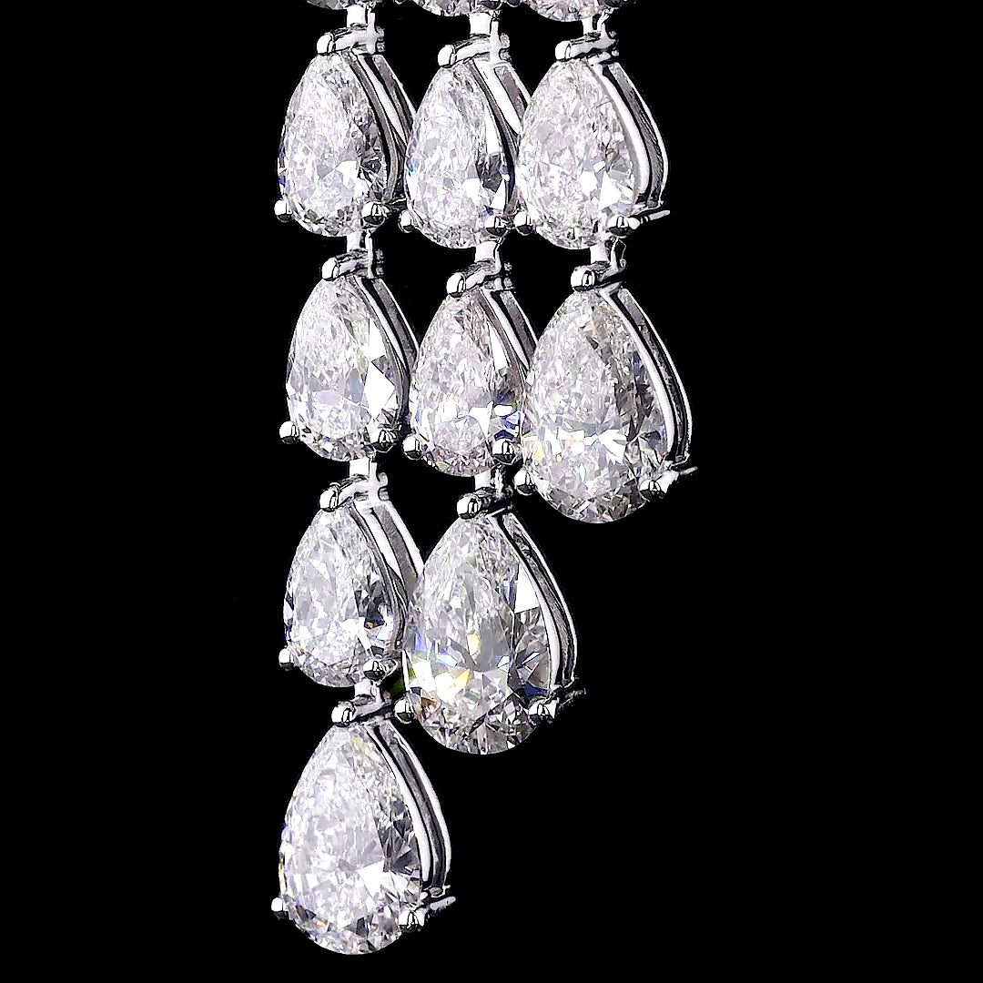 Cascading Pear Diamond Fringe Earrings