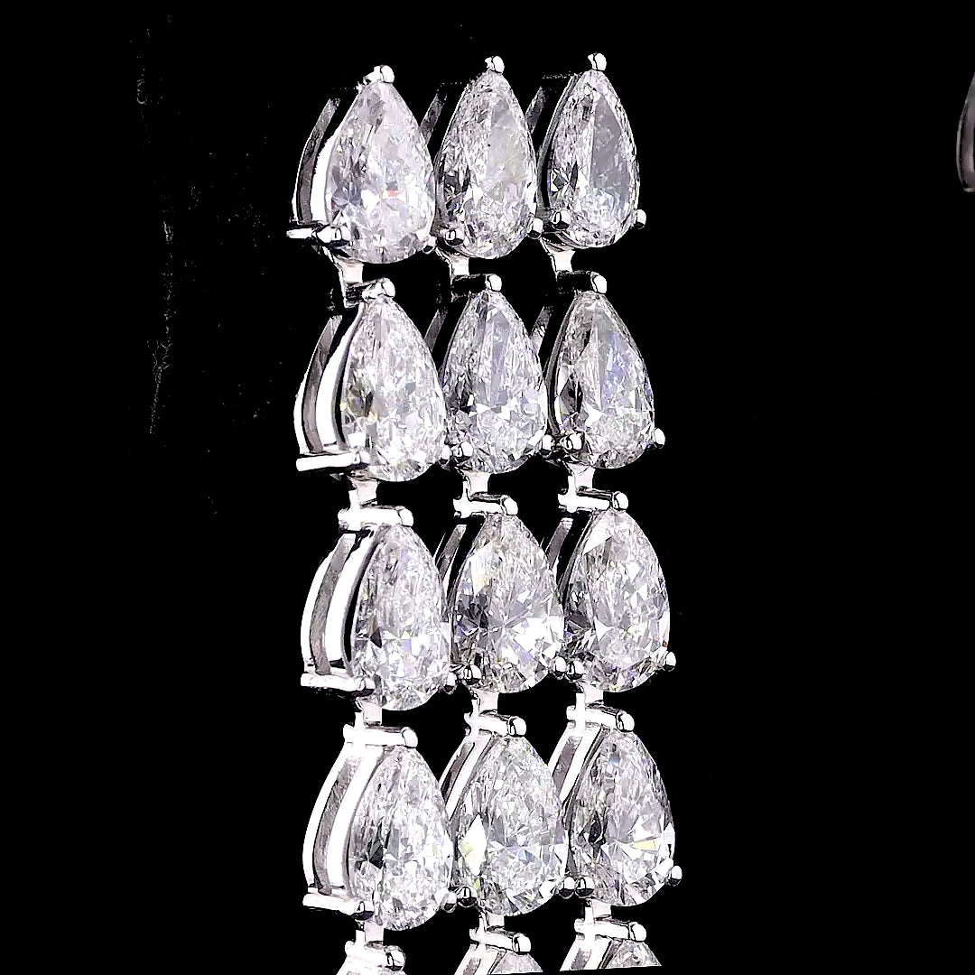 Cascading Pear Diamond Fringe Earrings