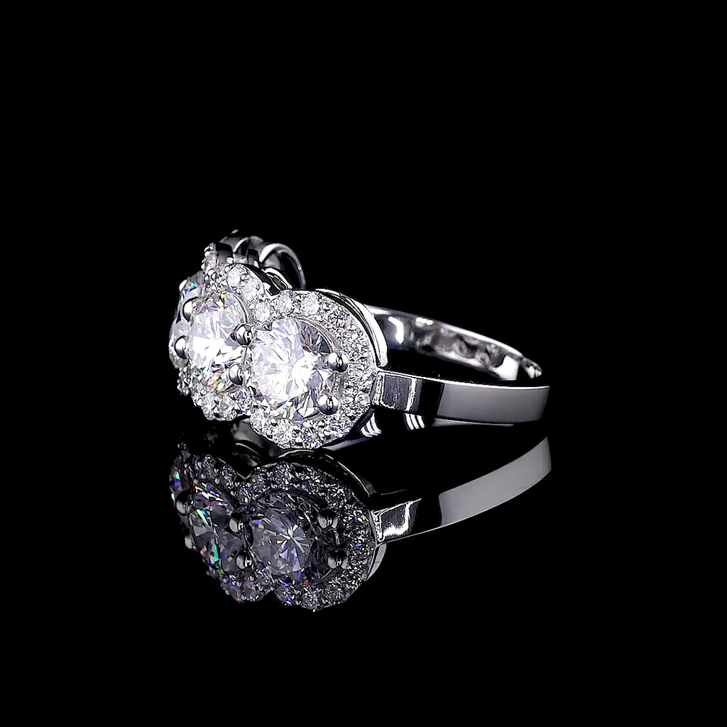 Four-Stone Round Diamond Halo Anniversary Band  - 8859