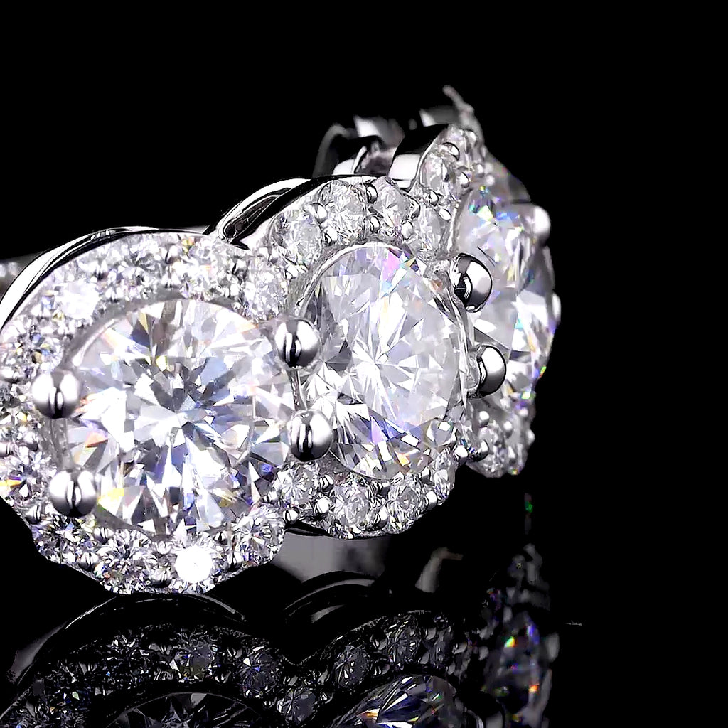 Four-Stone Round Diamond Halo Anniversary Band  - 8859