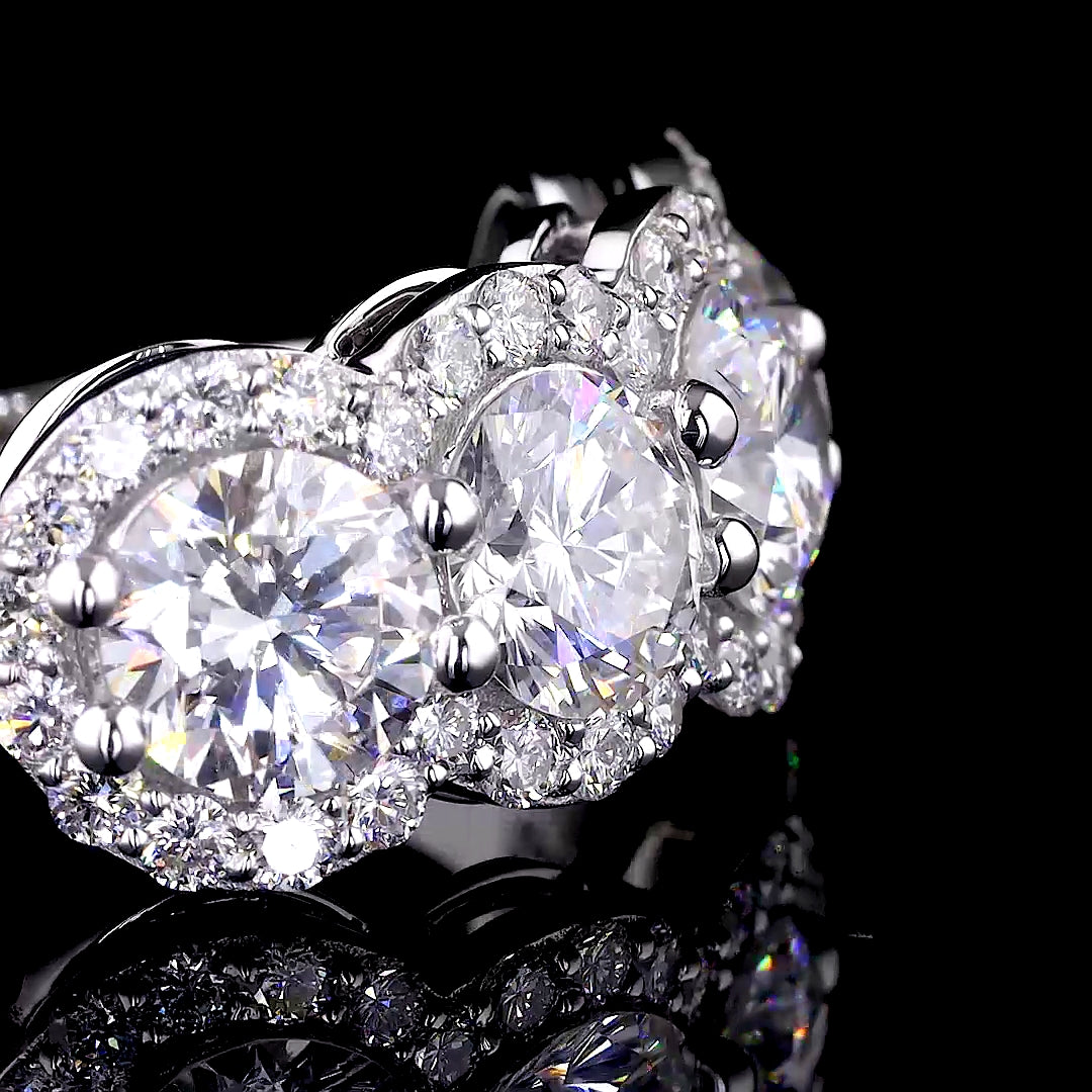 Four-Stone Round Diamond Halo Anniversary Band  - 8859