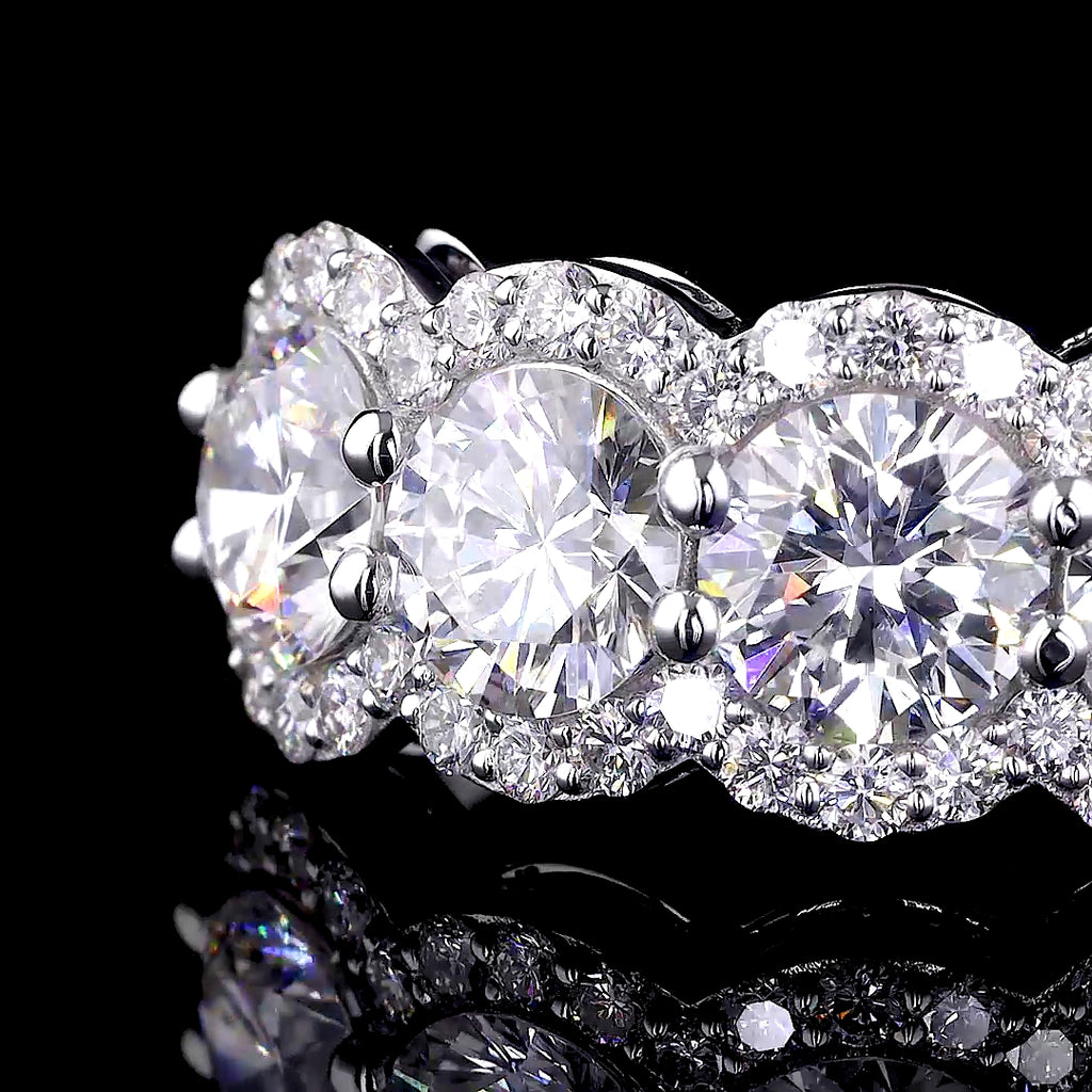 Four-Stone Round Diamond Halo Anniversary Band  - 8859