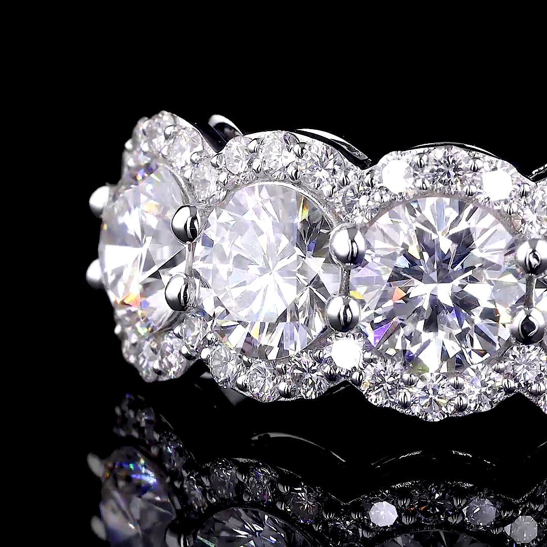 Four-Stone Round Diamond Halo Anniversary Band  - 8859