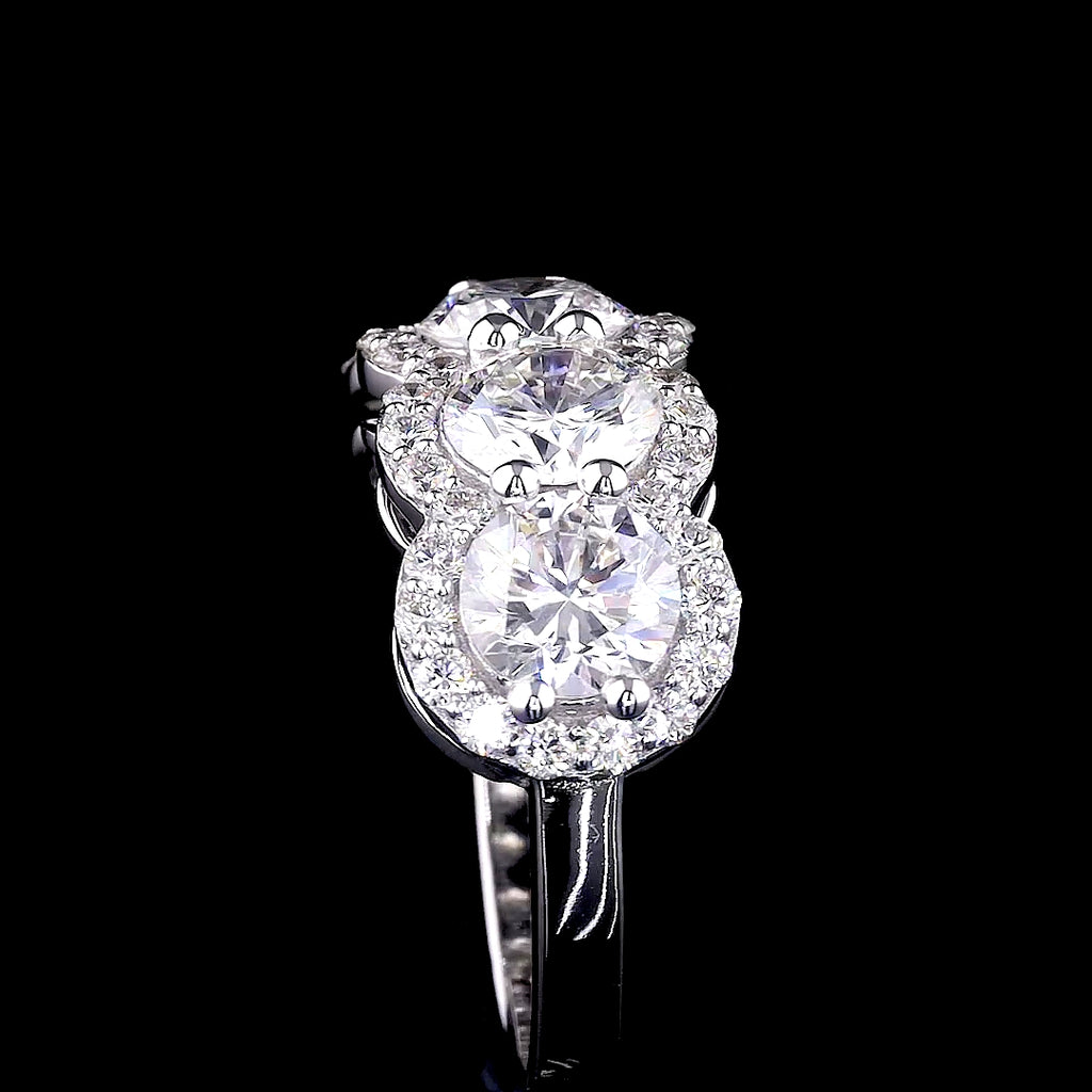 Four-Stone Round Diamond Halo Anniversary Band  - 8859