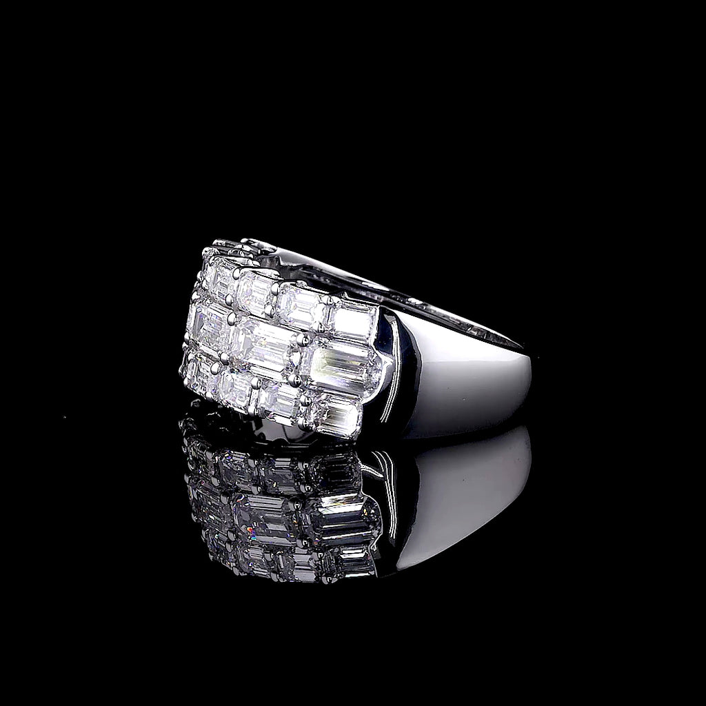 Three-Stone Round Diamond Halo Ring