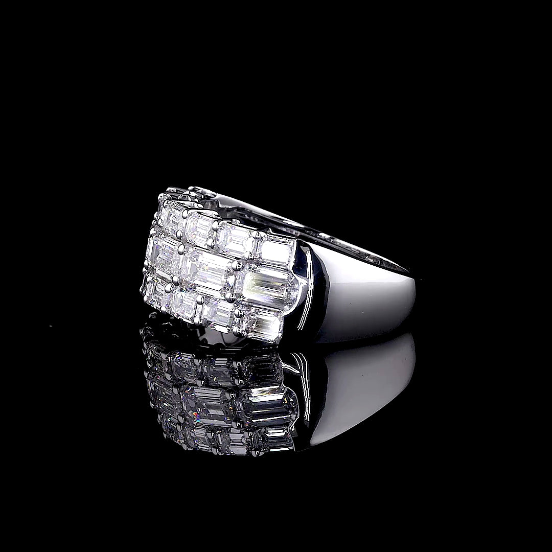 Three-Stone Round Diamond Halo Ring