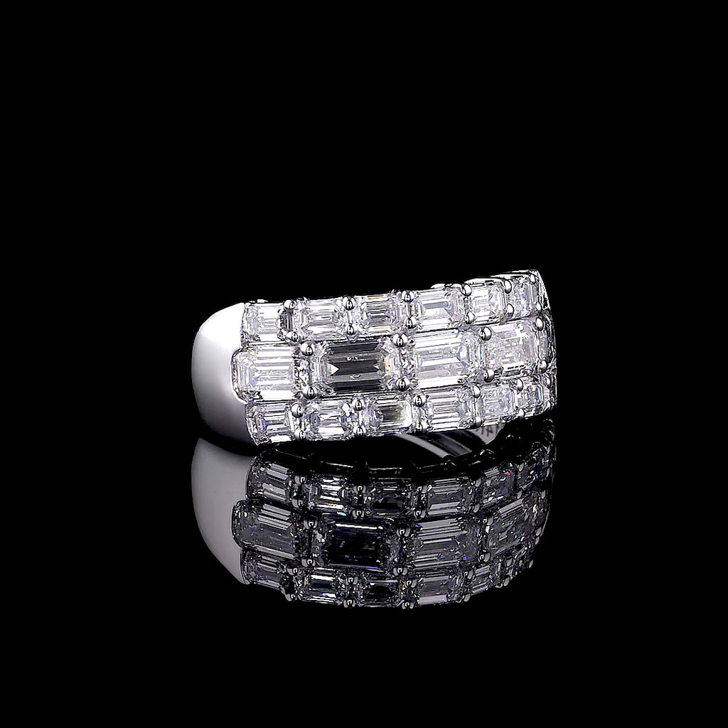 Three-Stone Round Diamond Halo Ring