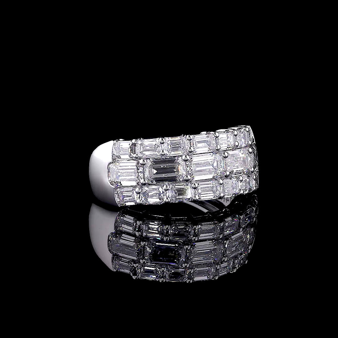 Three-Stone Round Diamond Halo Ring