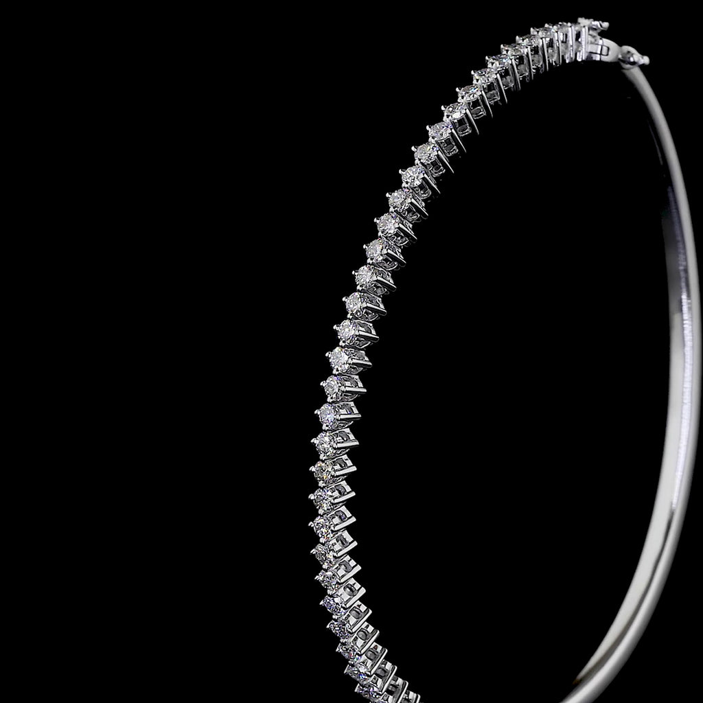 Diamond Half Tennis Bangle Bracelet