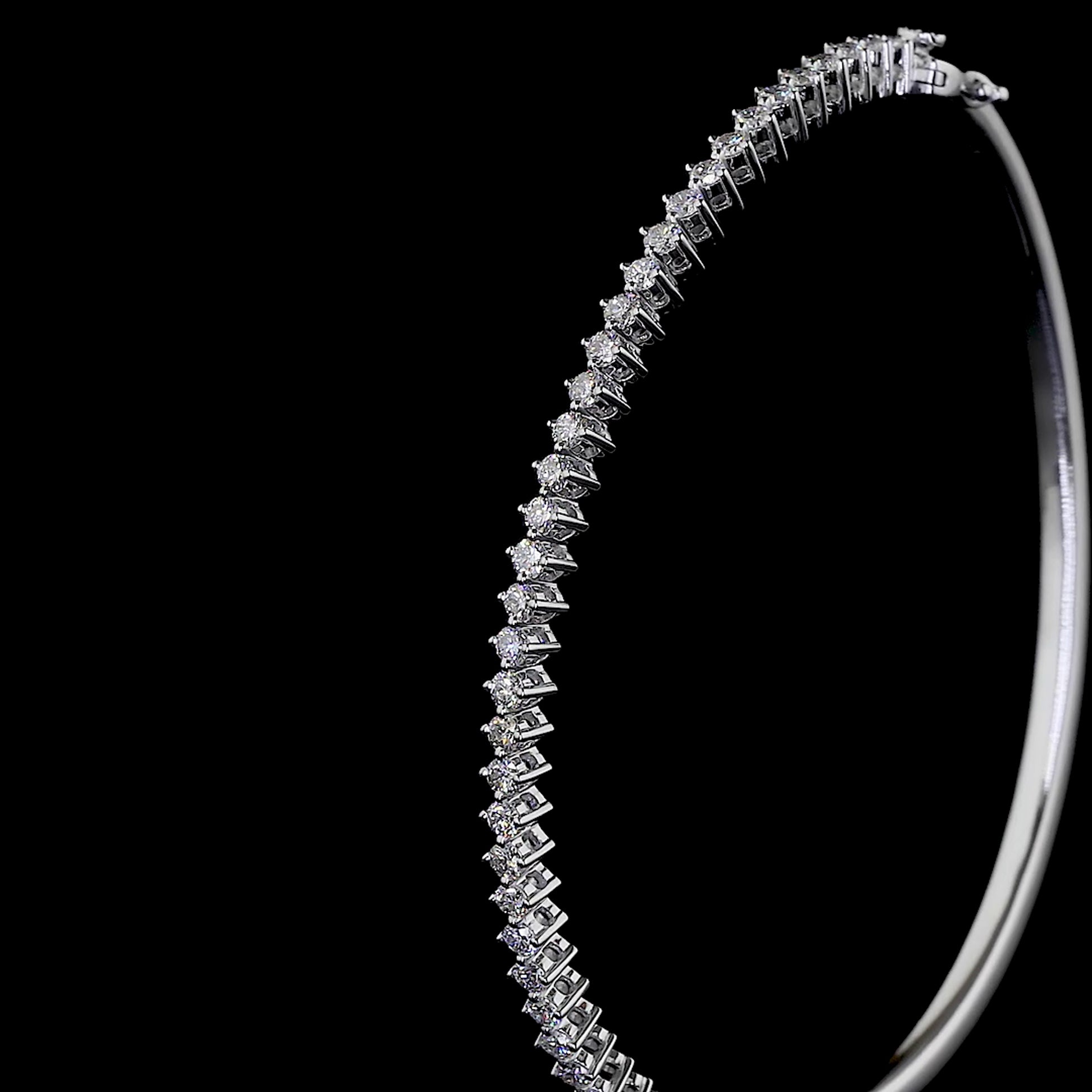 Diamond Half Tennis Bangle Bracelet - 8866