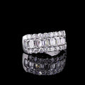 Three-Row Emerald and Round Diamond Statement Band