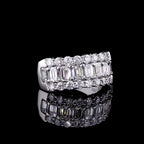 Three-Row Emerald and Round Diamond Statement Band